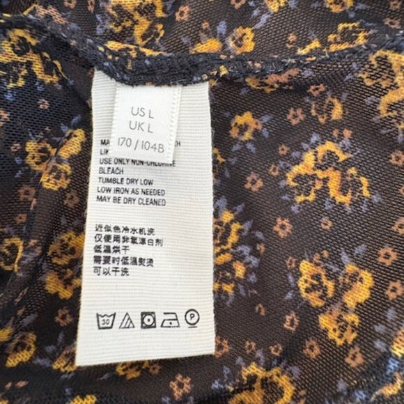 Free People Sheer Long Dress Long Sleeves Runched Top Size L - Picture 6 of 11